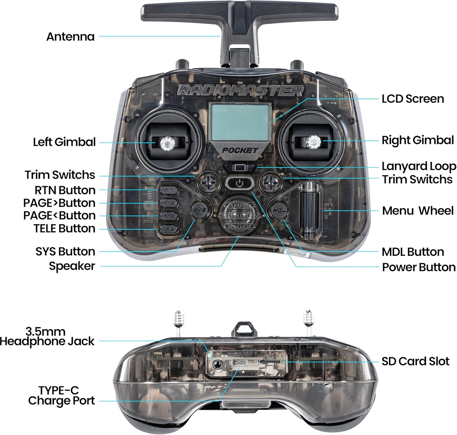 RadioMaster POCKET P16 2.4G Ra - огляд і ціна Drone Control Stick